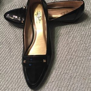 LifeStride Black Patent Loafer with Gold Trimming